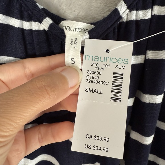 Maurices Women Wide Leg Jumpsuit Small  Beachy Nautical Striped Preppy NWT - Picture 8 of 14